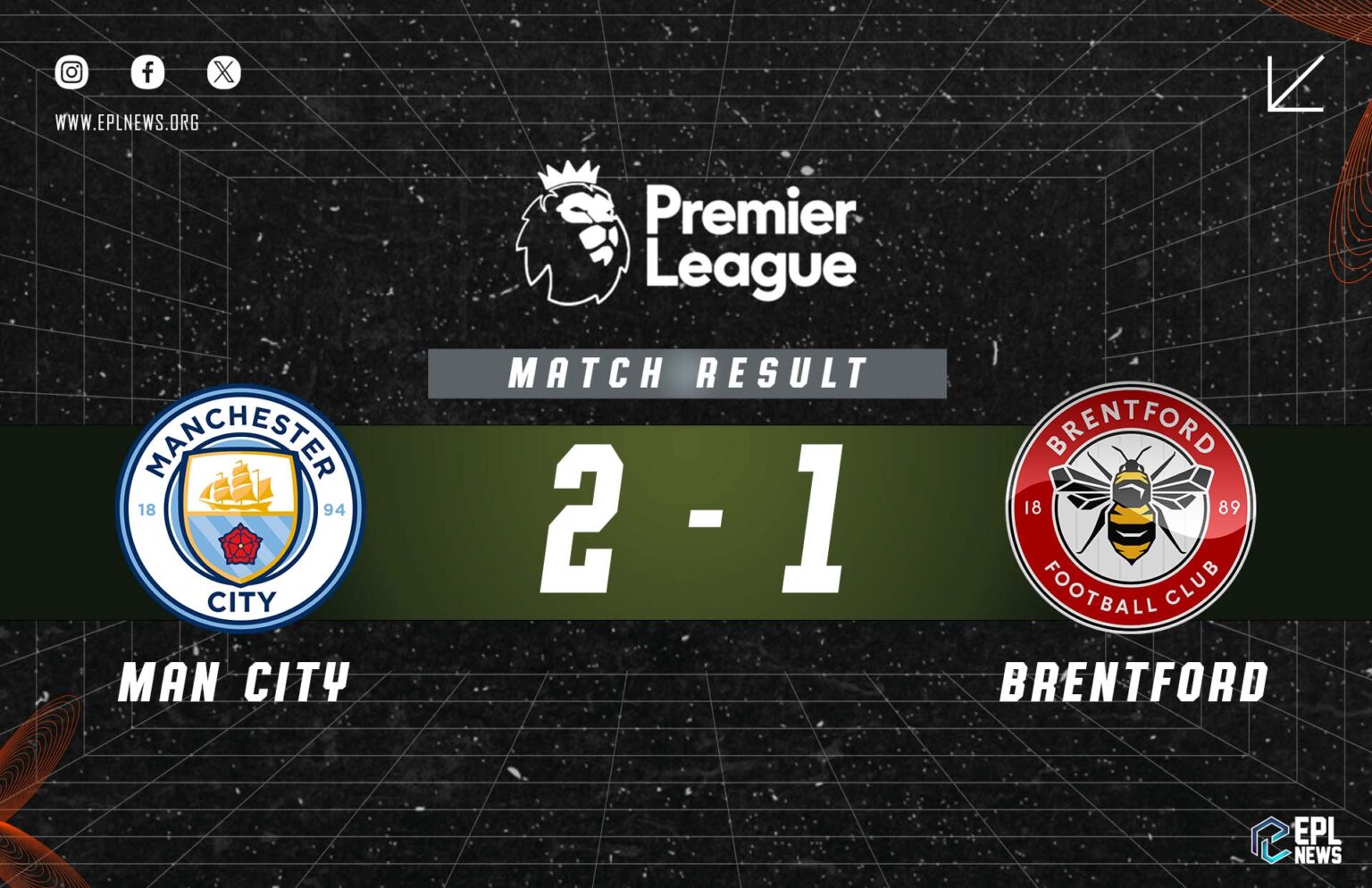 Manchester City - Brentford 2-1 Raporu