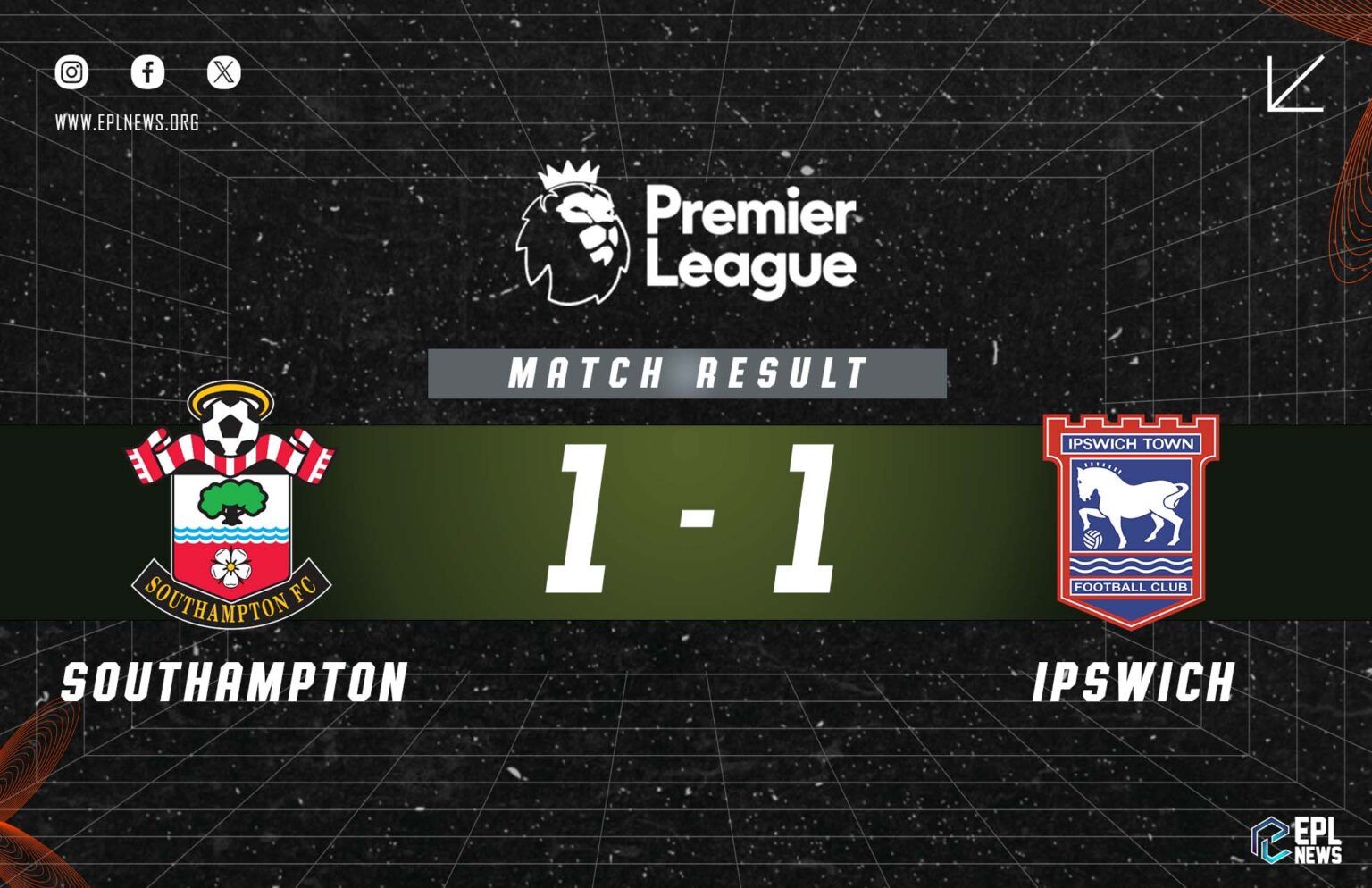 Southampton - Ipswich 1-1 Raporu