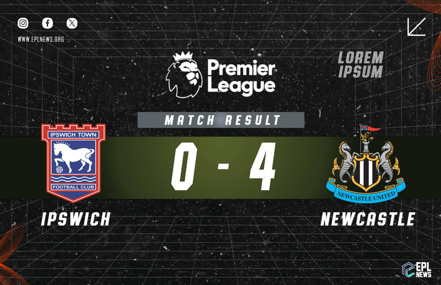 Ipswich vs Newcastle 0-4 Raporu