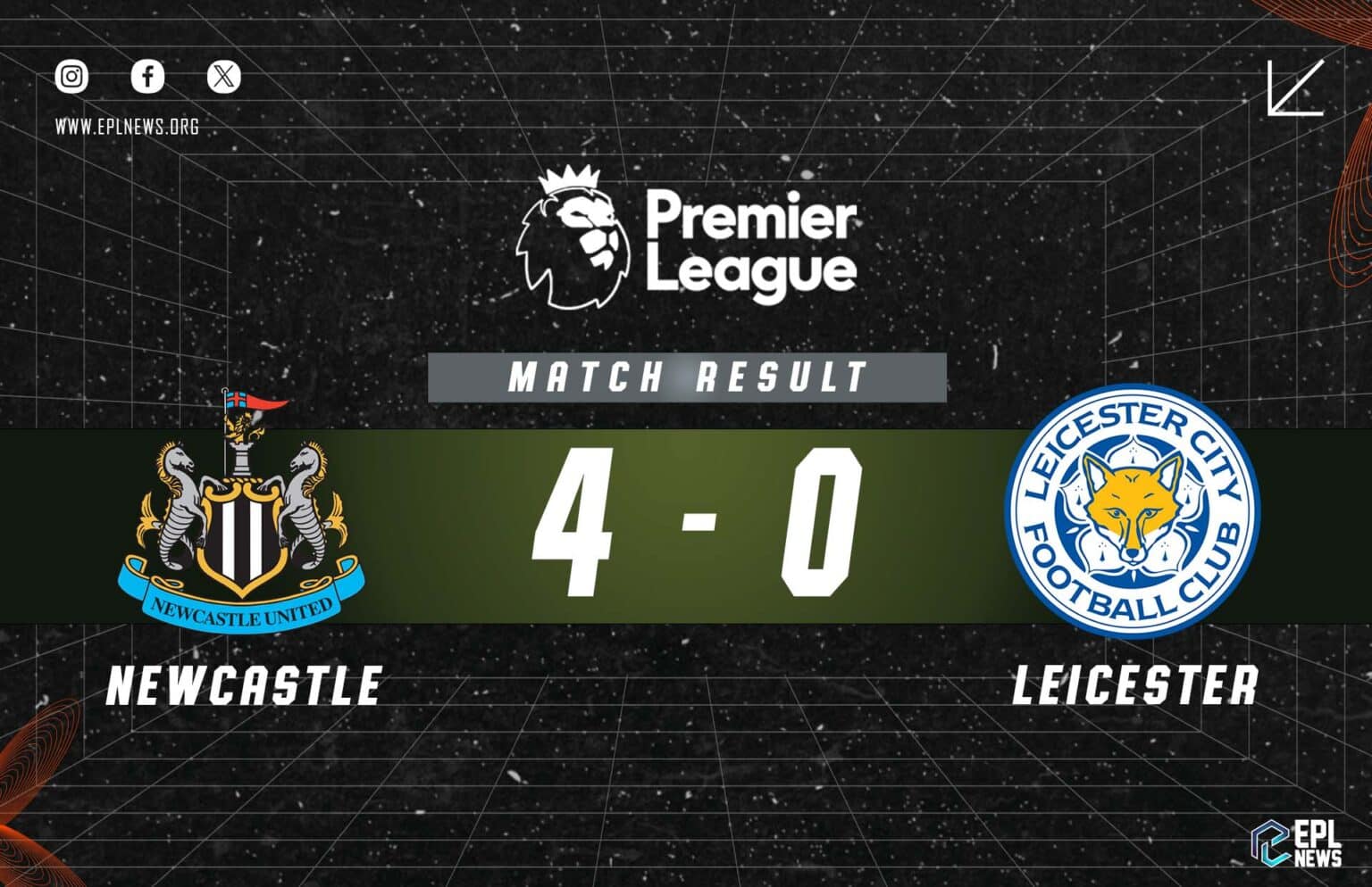 Newcastle - Leicester City 4-0 Raporu