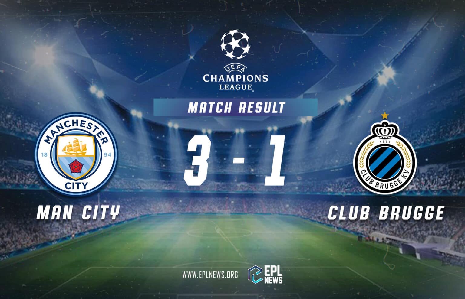 Manchester City - Club Brugge 3-1 Raporu