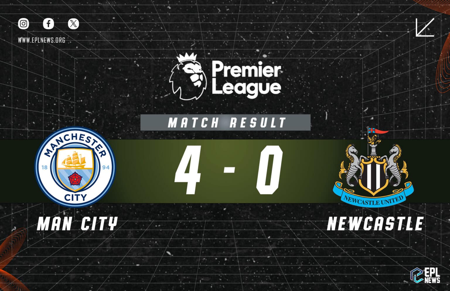 Manchester City - Newcastle 4-0 Raporu