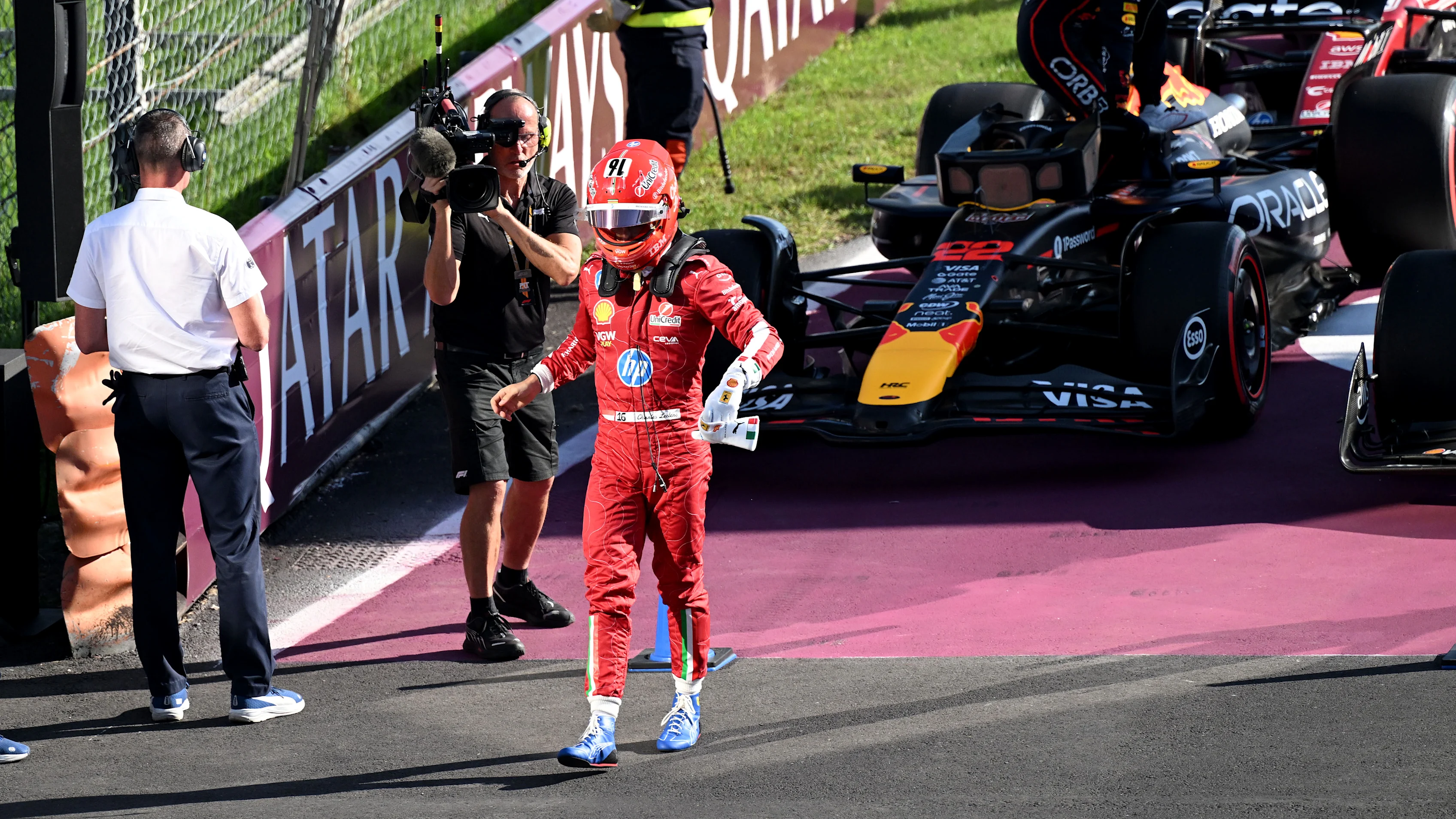 Monza, İtalya - 06 Eylül: Monako ve Scuderia Ferrari'den dördüncü sıradaki eleme Charles Leclerc