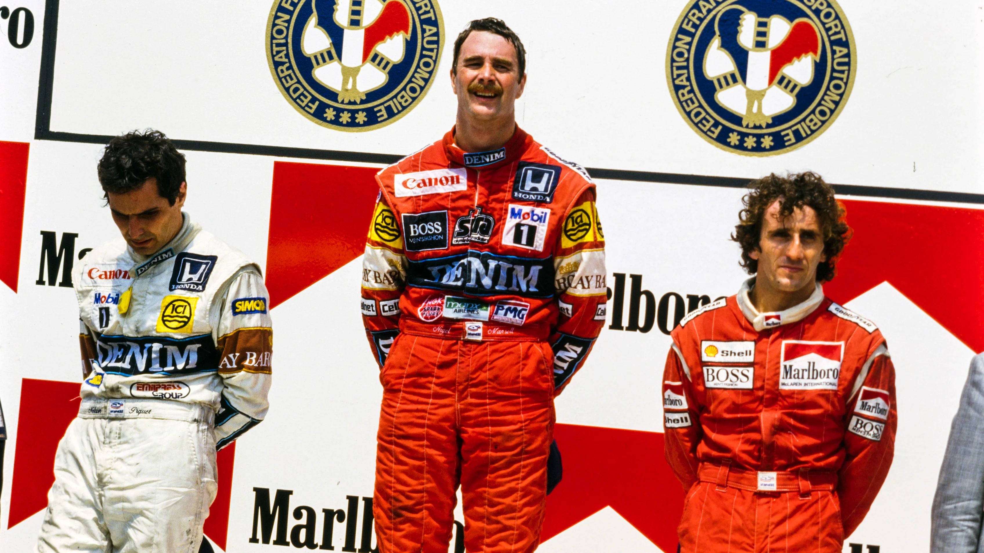 Devre Paul Ricard, Fransa - 05 Temmuz: Nigel Mansell, 1. pozisyon, Nelson Piquet, 2. pozisyon,