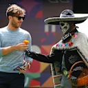 Gezici bir sanatçı ona kadife çiçeği uzatırken Pierre Gasly gülümsüyor
